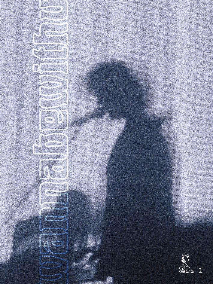 Page 1 of the storybook: a blue-toned silhouette of cuco at a microphone beside the wannabewithu title.